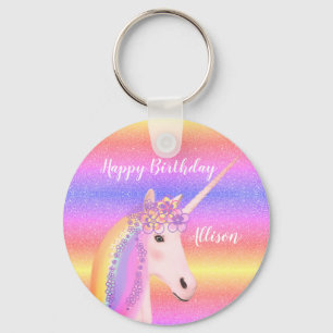 Llavero Personalizado Purpurina arcoiris de Unicornio
