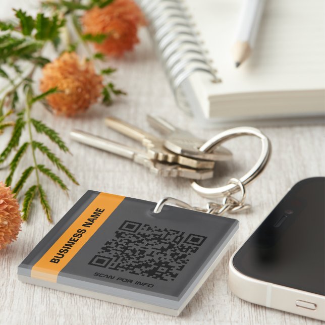 Llavero Personalizado QR Code Business Keychain (Frente Derecha)