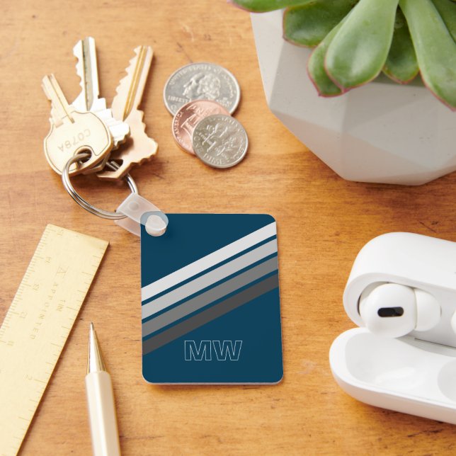 Llavero Personalizado Rayos Gris Oscuros En Azul Oscuro (Escritorio )