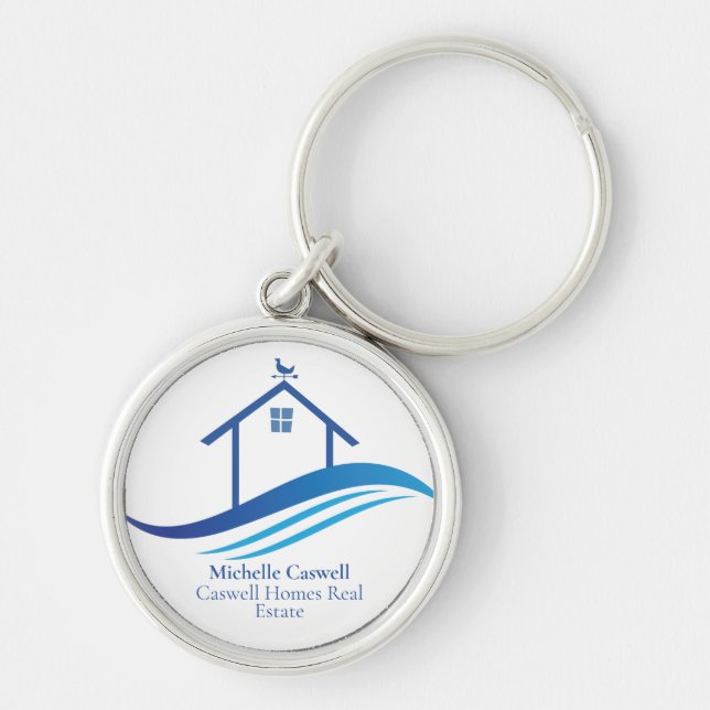 Llavero Personalizado Real Estate Company Blue Home Modern (Frente)