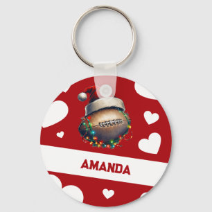 Llavero Personalizado Red Merry American Football Name