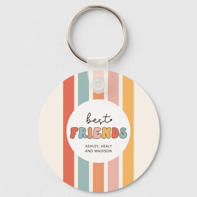 Llavero Personalizado Retro Mejor Amigos BFFs Cute Besties (Anverso)