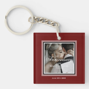 Llavero Personalizado rojo Borgoña foto de pareja de 50 añ