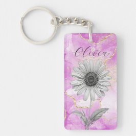 Llavero Personalizado Rosa Daisy Flower