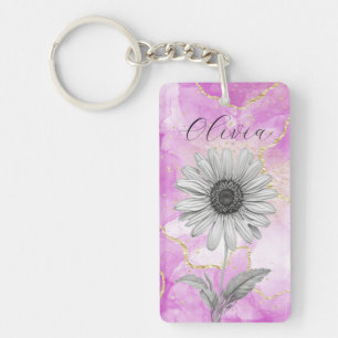 Llavero Personalizado Rosa Daisy Flower