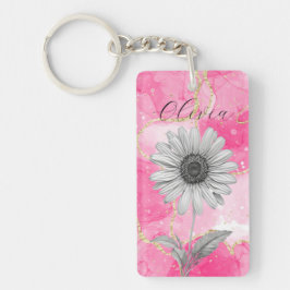 Llavero Personalizado Rosa Daisy Flower