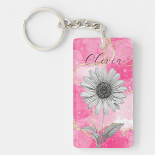 Llavero Personalizado Rosa Daisy Flower