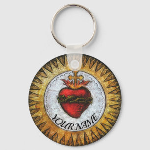 Llavero Personalizado Sagrado Corazón ID de la cadena de c