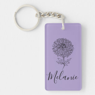 Llavero Personalizado Setiembre Aster Nace Regalo de flore