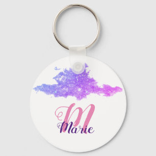 Llavero personalizado simple brillo púrpura rosa añádase s