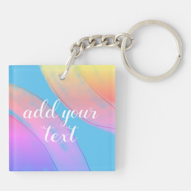 Llavero personalizado simple brillo púrpura rosa añádase s (Atrás)