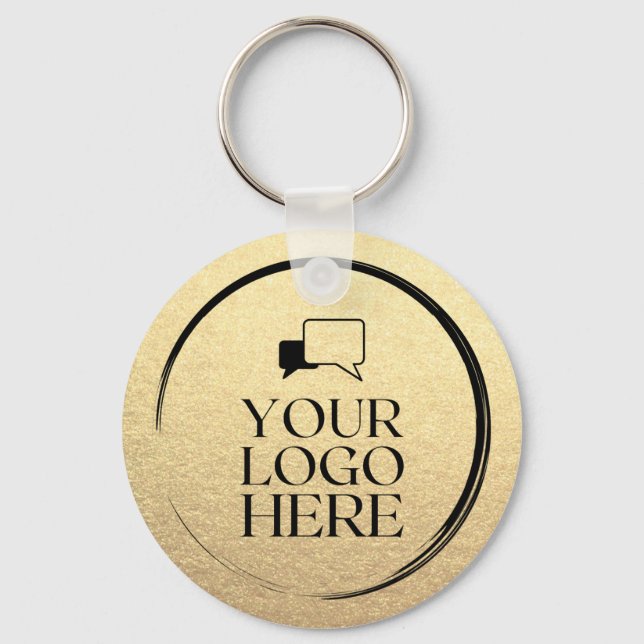 Llavero Personalizado Simple Clean Gold Negocios Tu logoti (Anverso)