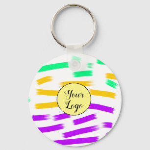 Llavero personalizado simple color de agua azul amarillo a