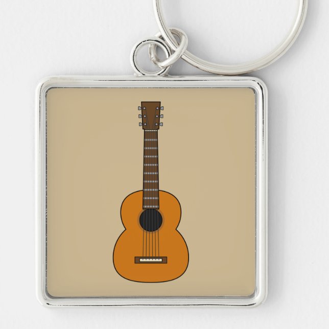 Llavero Personalizado simple de guitarra acústica (Frente)
