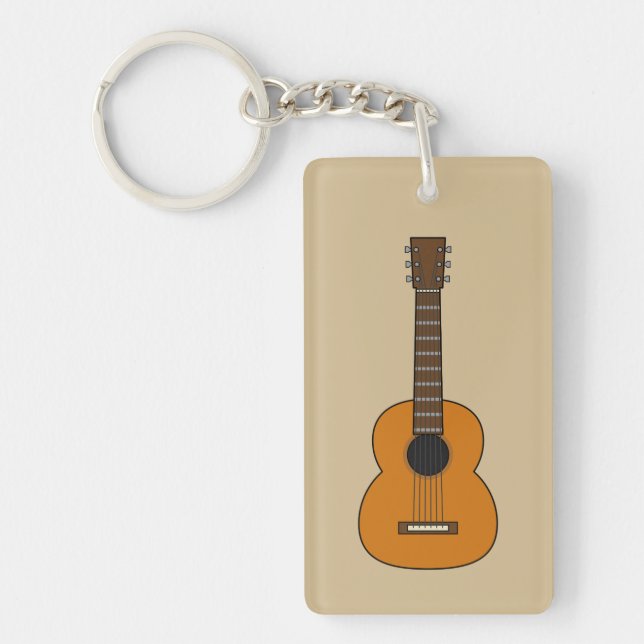 Llavero Personalizado simple de guitarra acústica (Frente)