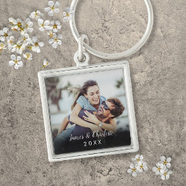 Llavero Personalizado Simple Moderno Script Elegante Foto