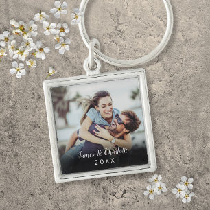 Llavero Personalizado Simple Moderno Script Elegante Foto
