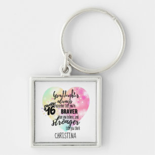 Llavero Personalizado Sweet16, nieta valiente y fuerte de