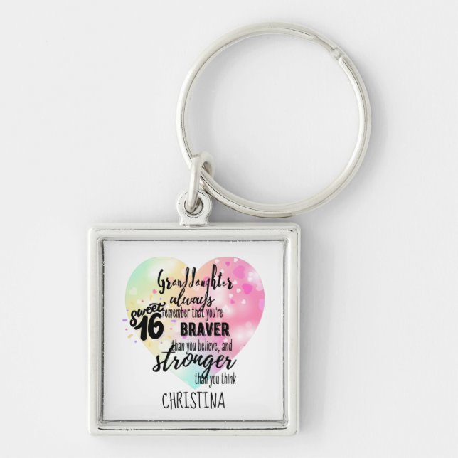 Llavero Personalizado Sweet16, nieta valiente y fuerte de  (Frente)