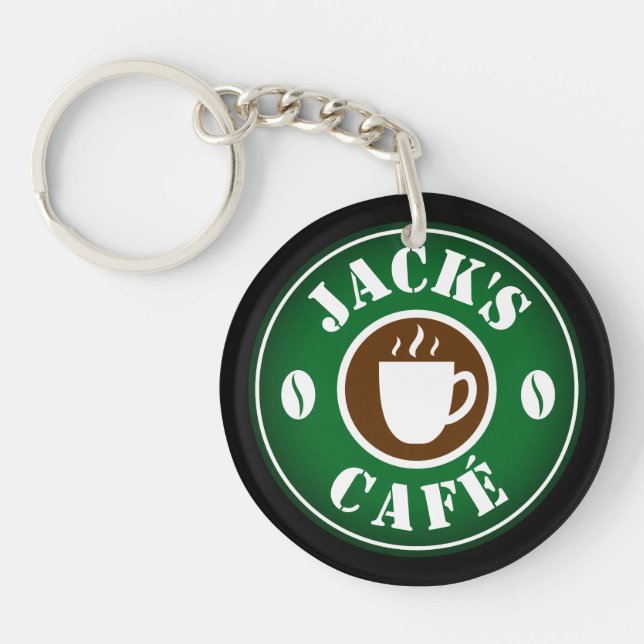 Llavero Personalizado taza de café y encadenamiento del lo (Frente)