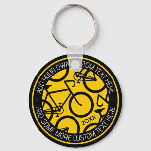 Llavero Personalizado Texto Bicicleta Amarillo y Negro