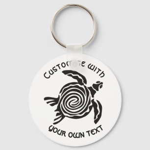 Llavero Personalizado Texto Diseño de tortuga tribal