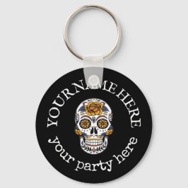 Llavero Personalizado Texto Halloween Sugar Skull La Santa
