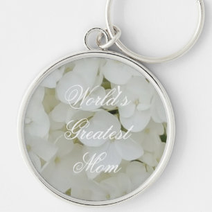 Llavero Personalizado Texto Hidrangea Flores blancas Flore