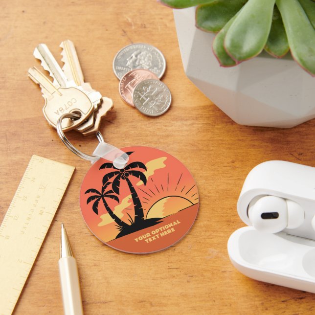 Llavero Personalizado Texto Isla tropical Atardecer (Escritorio )