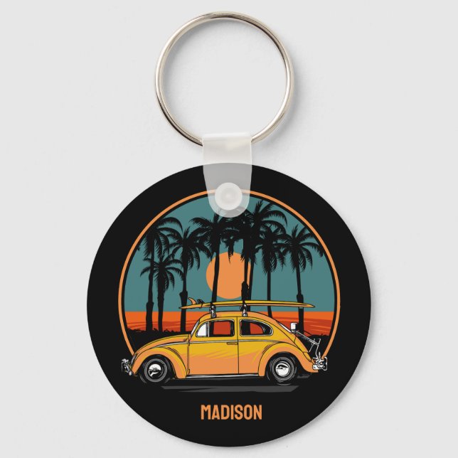 Llavero Personalizado Texto Surfer Tropical Sunset (Anverso)
