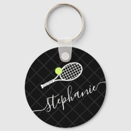 Llavero Personalizado Texto Tennis Ball Racket Monogramado