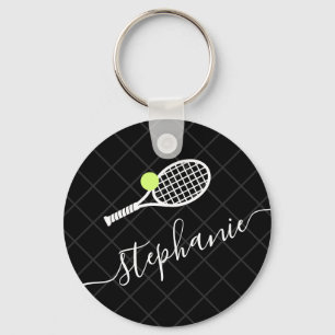 Llavero Personalizado Texto Tennis Ball Racket Monogramado