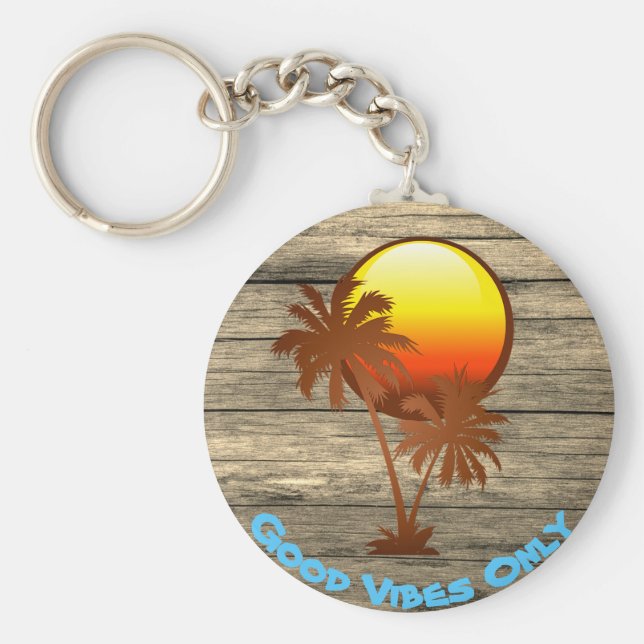 Llavero Personalizado Textos Buenas Vibes Sólo Sunset Pier (Frente)