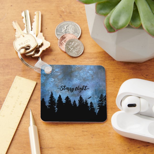 Llavero Personalizado Textos Pine Forest Night (Escritorio )