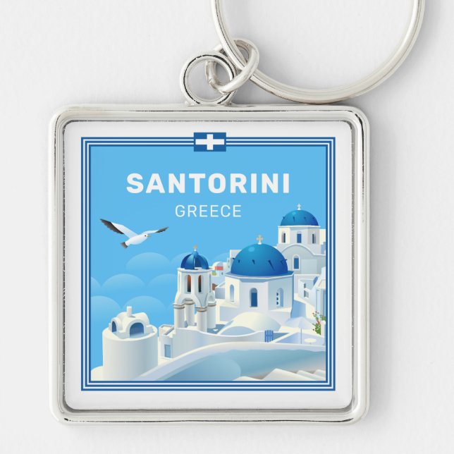 Llavero Personalizado Textos Santorini Grecia (Frente)