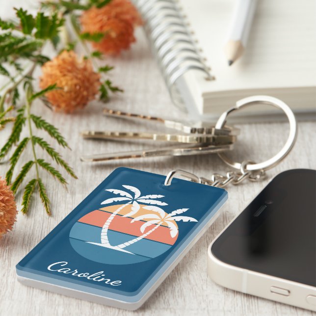 Llavero Personalizado Tropical Island Beach Ocean Sunset A (Frente Derecha)