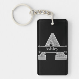 Llavero Personalizado Un Monograma De Plata Inicial Su Nom