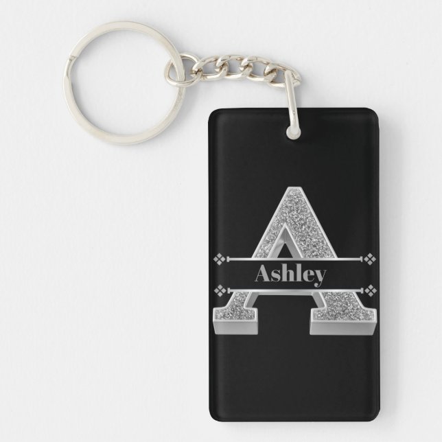 Llavero Personalizado Un Monograma De Plata Inicial Su Nom (Frente)