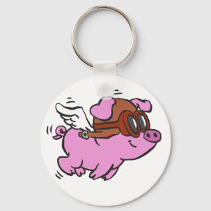 Llavero Personalizado volador de cerdo rosa   elegir color