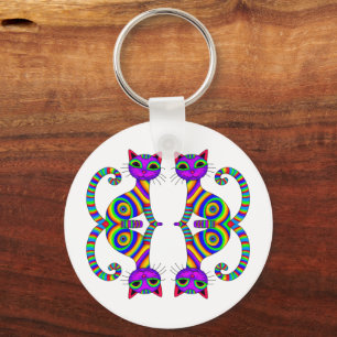 Llavero Personalizado Whimsical Muy Guay Cat Art