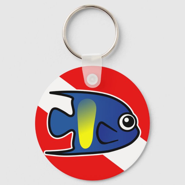 Llavero Personalizado Yellowbar Angelfish Bandera de buceo (Anverso)