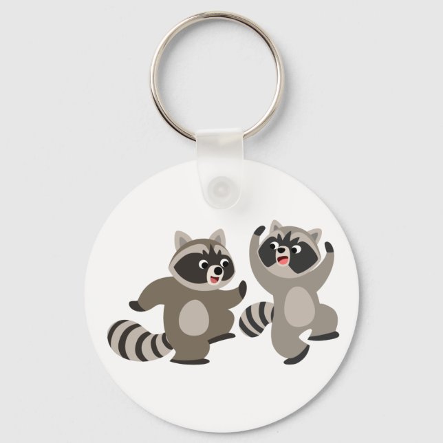 Llavero Personalizados de baile lindo Raccoons (Anverso)