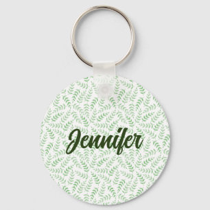 Llavero PERSONALIZAR Hermoso patrón de hojas verdes simp