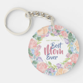 Llavero Personalizar la acuarela floral Día de la Madre
