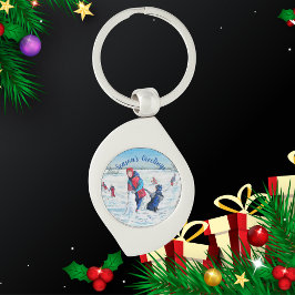 Llavero PERSONALIZAR la escena de pintura de invierno azul