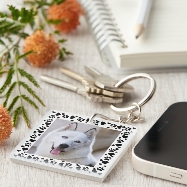 Llavero Personalizar Mascota foto Perro pinta con pintura  (Frente Derecha)