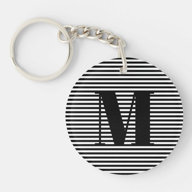 Llavero Personalizar monograma franjas blancas iniciales (Frente)