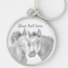 Llavero Personalize Love Horses Button Keychain