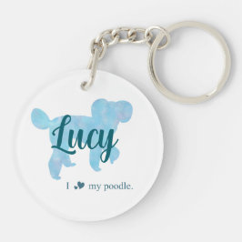 Llavero Personalize Pastel Blue Poodle Silhouette custom