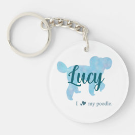 Llavero Personalize Pastel Blue Poodle Silhouette custom